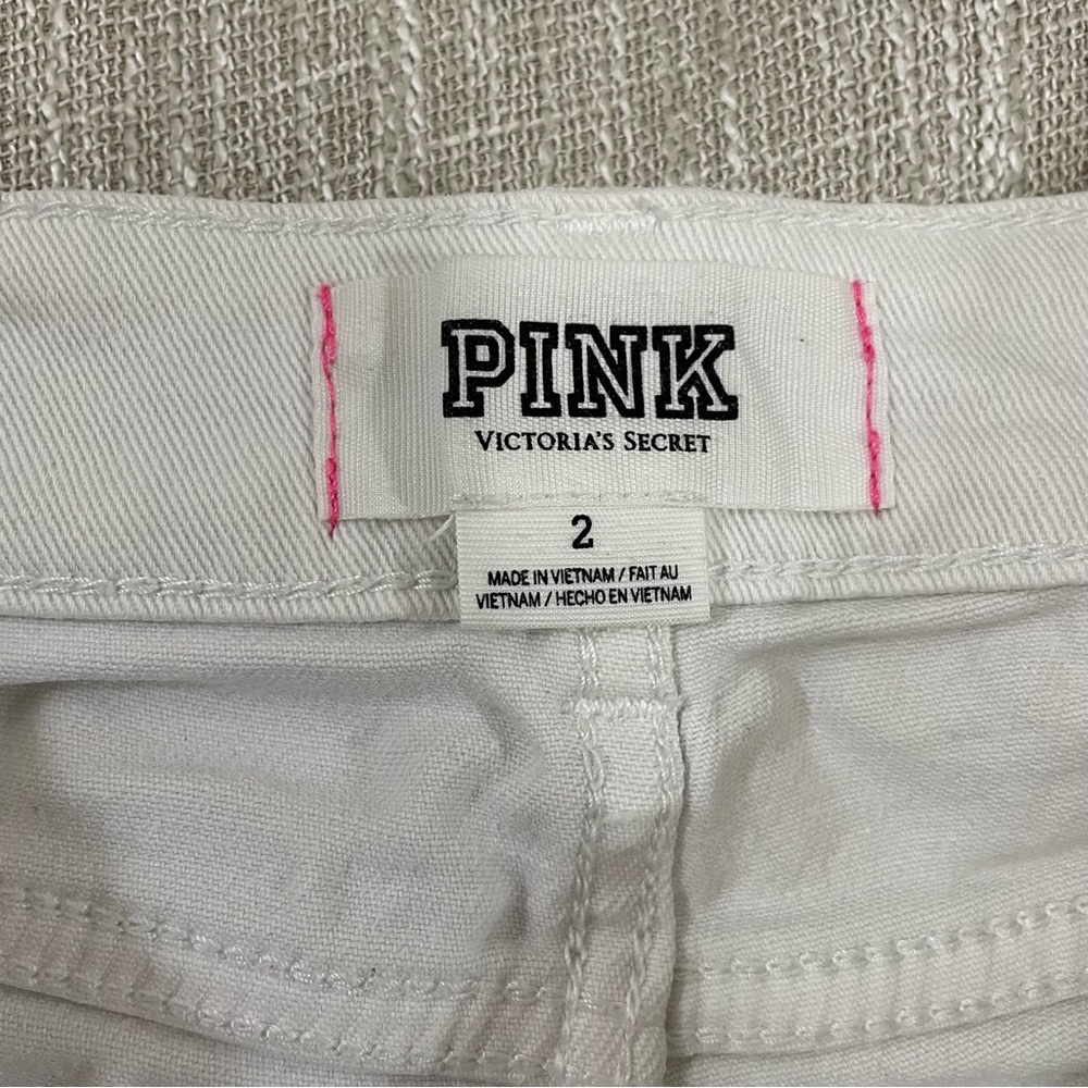 Pink Short White Denim Shorts Size 2 - Picture 3 of 6